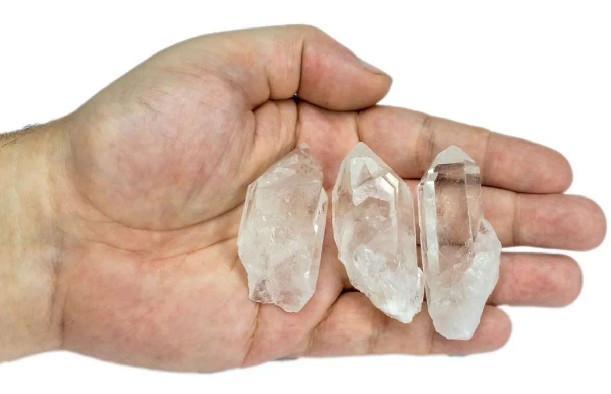 3 Pontas Brutas Pedra Cristal Quartzo Transparente Natural 