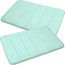 Kit 2 Tapetes De Banheiro Antiderrapante Super Soft Macio Cor 2 Verde Claro Liso