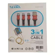 Cable Carga 3 En 1 Conector C, Microusb Para iPhone, Android