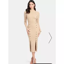 Vestido Elegante Marca Bebe Color Beige Con Botones Dorados