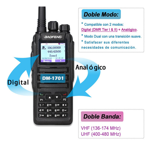 Radio Baofeng Dmr Dm1701 Digital Analgica Open Gd77 Uhf/vhf Foto 2