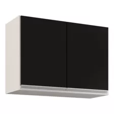 Armário Aéreo 80cm 2 Portas Califórnia Preto/cinza - Lumil M