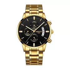 Relógio Nibosi Masculino Dourado Ni2309 Aço Inox Nota Fiscal