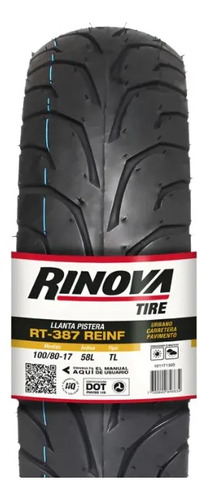 Llanta Moto 110/70-17 Rt-387 Tl 54l Rinova Tires