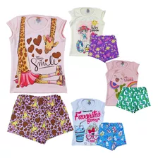 Kit Lote 4 Conjunto Infantil Roupa De Menina Qualidade Verão