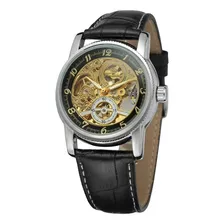 Reloj De Pulsera De Cuero Mecánico Casual Forsining