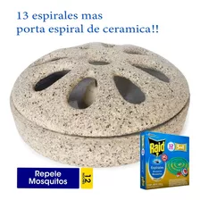 Porta Espiral Ceramica Grande + 13 Espirales Raid Mosquitos