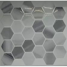 Pastilha Adesiva Resina Hexagonal Marmorado Cinza 