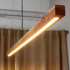 Lampara Colgante Lineal De Techo 160cm Led Madera Cedro