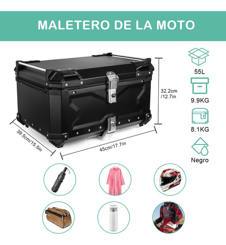 Caja Para Moto Top Case Maletero De Aluminio Para Moto 55l Foto 6