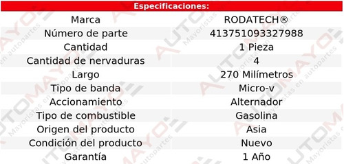 1-banda Accesorios Micro-v Alternador Spectrum 1.5l 4 Cil 89 Foto 2