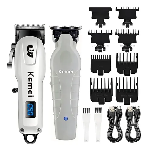 Kit Cortadora De Cabello Kemei Km 232 2299 Lcd Blanco White