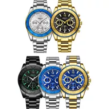 Reloj Nibosi Luxury Chronograph Para Hombre De Negocios Color Del Fondo Black Green