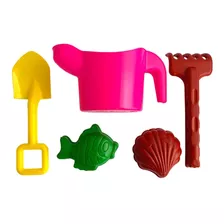 Kit Brinquedo Regador Infantil Areia Forminha Pá - 5 Peças