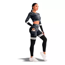 Conjunto Deportivo Gimnasio Porta Celular Top Mangas Largas