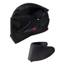 Capacete Moto Asx City Solid Preto Brilhante + Viseira Fumê