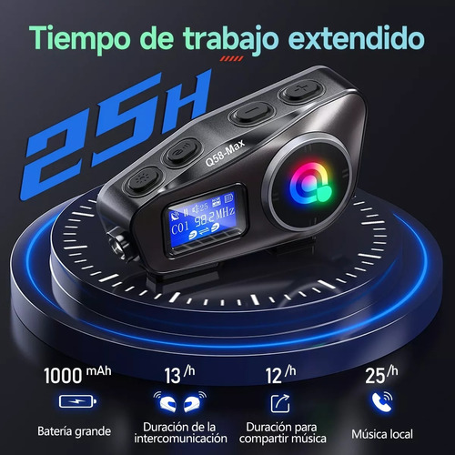 Audfonos Para Casco De Motocicleta Bluetooth Com Lcd Moto Foto 3