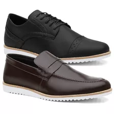 Combo 2 Sapato Oxford Masculino Lançamento Ultra Leve Casual