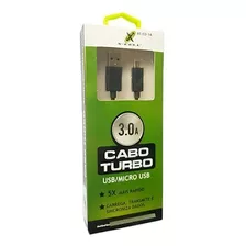 Cabo Usb Carregador Turbo 3.0a Micro Usb 25w 2 Metros X-cell