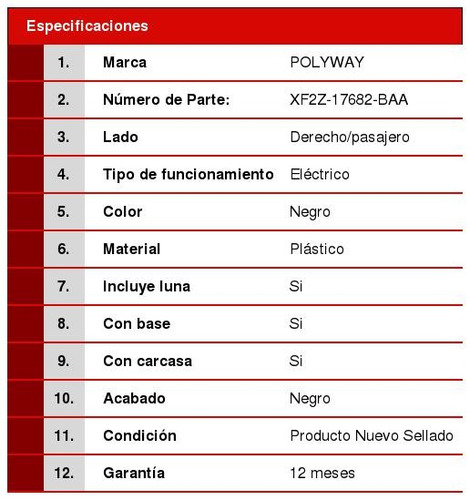 1 Par De Espejos De Calidad Windstar 99/03 Foto 2