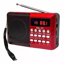 Radio Digital Portátil De Bolsillo Fm/bluetooth/pendriv/sd, Color Rojo