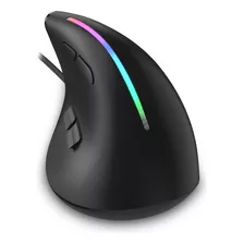 Mouse Óptico Vertical Ergonômico Com Fio Usb Led 9 Botões D7