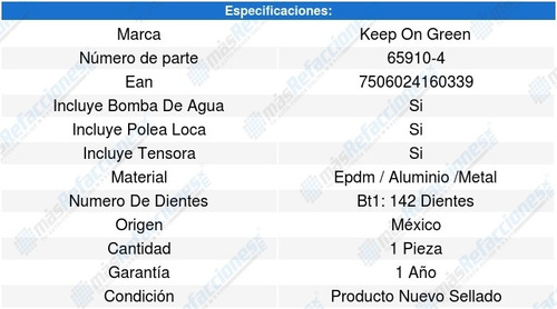 Kit Distribucion Bomba Agua S60 L5 2.4l 01 A 09 Kg 1348354 Foto 3