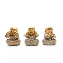 Trio De Buda Bebê Cego Surdo Mudo Baby Buda Estatueta 4 Cm