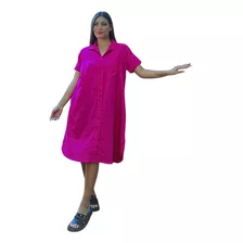 Vestido Camisero Mujer De Lino Largo
