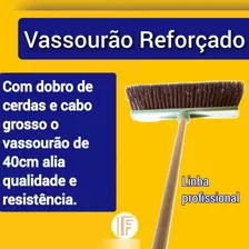 Vassoura resistente Prefeitura Cabo Grosso Gari Cerdas Dupla