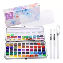 Tinta 72 Cores Sólidas Premium Aquarela Conjunto Neon Gliter