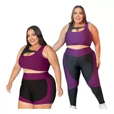 Kit 2 Conjunto Academia Feminino Plus Size Costura Reforçada