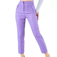 Pantalon De Vestir Tiro Alto Con Pinzas Elegante 