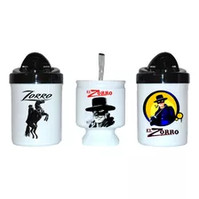 El Zorro - Set De Mate (yerbera, Bombilla, Azucarera)