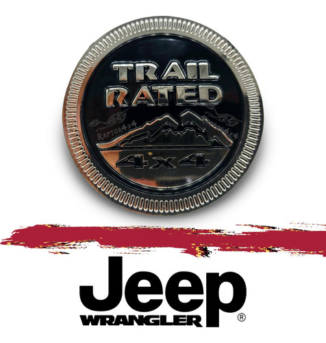 Emblema Logo Jeep Trail Rated Rojo O Negro Jeep 4x4 Wrangler Foto 2