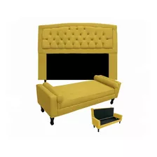 Cabeceira Geovana/ Calçadeira Fênix Queen 160cm Amarelo