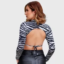 Cropped Aberto Nas Costas: Cropped De Amarrar Gringo - Zebra