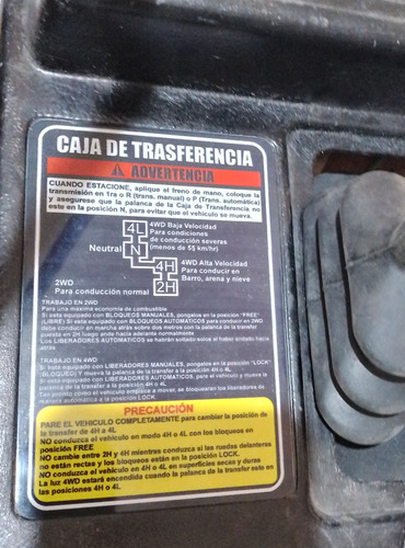 Placa Indicaciones Transfer 4x4 Geo Tracker Sidekick Foto 4