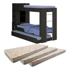 Beliche Cama Aux C/ 3 Colchões Ditália Treliche Cm-15 Preto