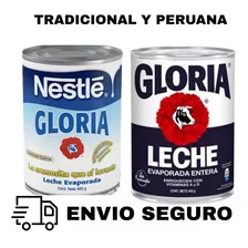 2 Lata Leche Evaporado Glória 395ml Y 400ml.peruana 