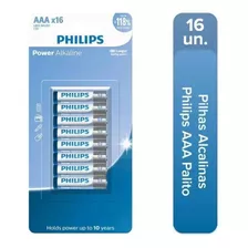 Pilha Palito Aaa Philips Alcalina Power Blister Com 16 Un.