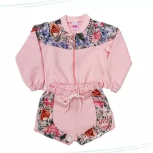 Roupa Infantil Conjunto Moletom Shortinho Menina Inverno