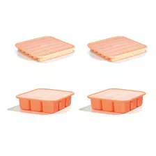 Set 2+2 Cubeteras De Silicona Con Tapa Cubos + Barritas