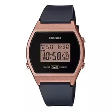 Reloj Pulsera Casio Youth Lw-204 De Cuerpo Color Oro Rosa, Digital, Fondo Rosa, Con Correa De Resina Color Negro, Dial Negro, Minutero/segundero Negro, Bisel Color Oro Rosa