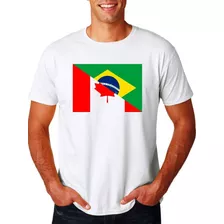 Camiseta Adulto Ou Infantil Bandeira Brasil E Canadá Futebol