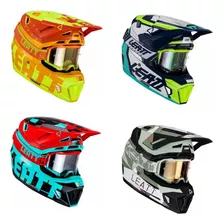 Capacete Leatt Moto 7.5 + Óculos Motocross Trilha Bike Cores