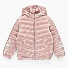 Campera Abrigo Nena Niña Metalizada Rosa Pastel 