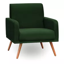 Poltrona Decorativa Pés Palito Carla Suede D05 Verde Musgo 