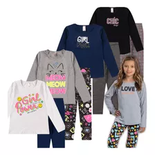 Conjunto Juvenil Inverno Menina Lote 4 Blusas E 4 Leg