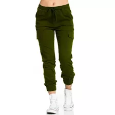 Jogger Cargo Pantalon Moda Para Dama Gabardina Stretch 4pack